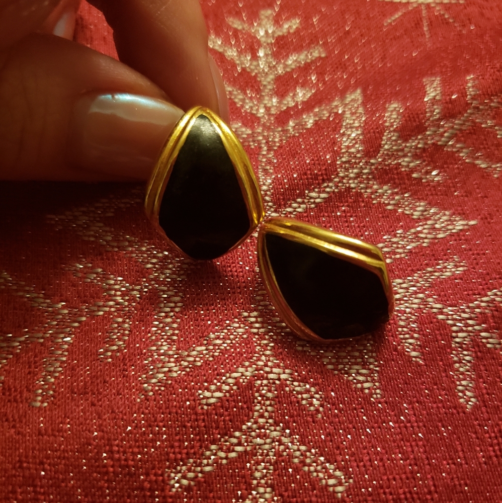 Retro black and gold earrings Sold